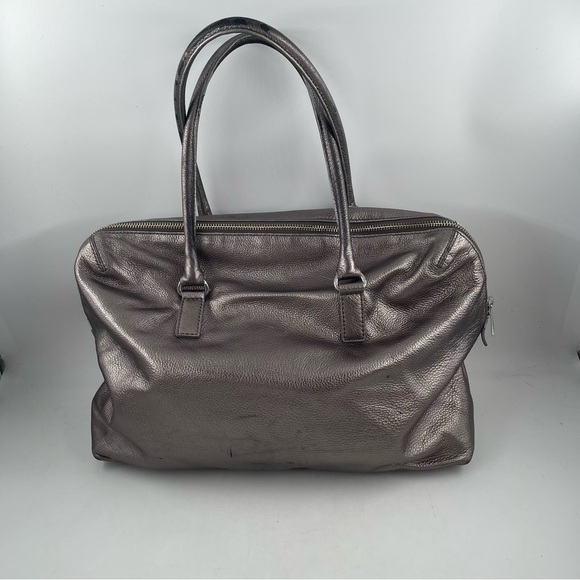 Michael Kors Hamilton Weekender Extra Large Gorgeous Pewter Pebbled Leather Bag - Picture 2 of 16